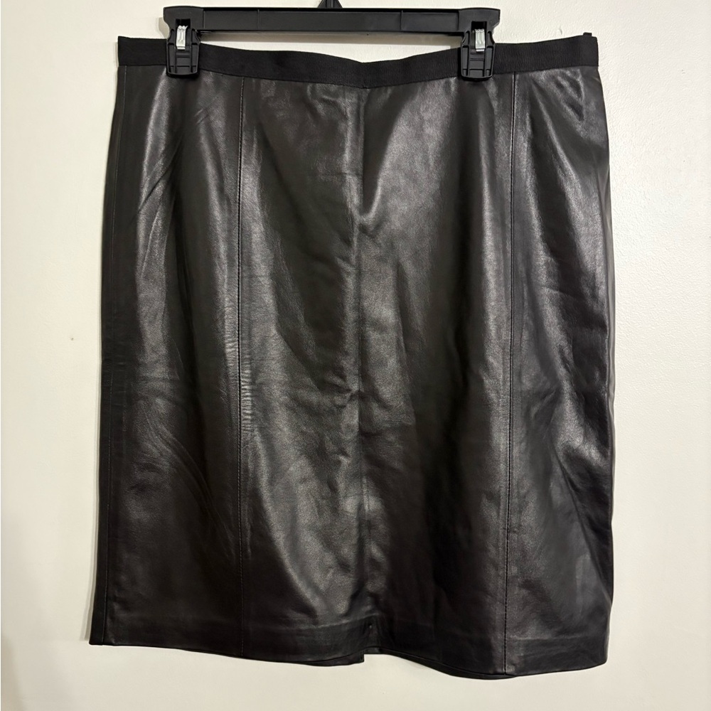 Jaclyn Smith Size 14 100% Leather Black Lined Skirt NWOT